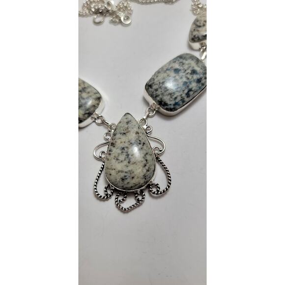 Natural Granite Sterling Silver Statement Necklace - 22 Inches - Picture 10 of 11